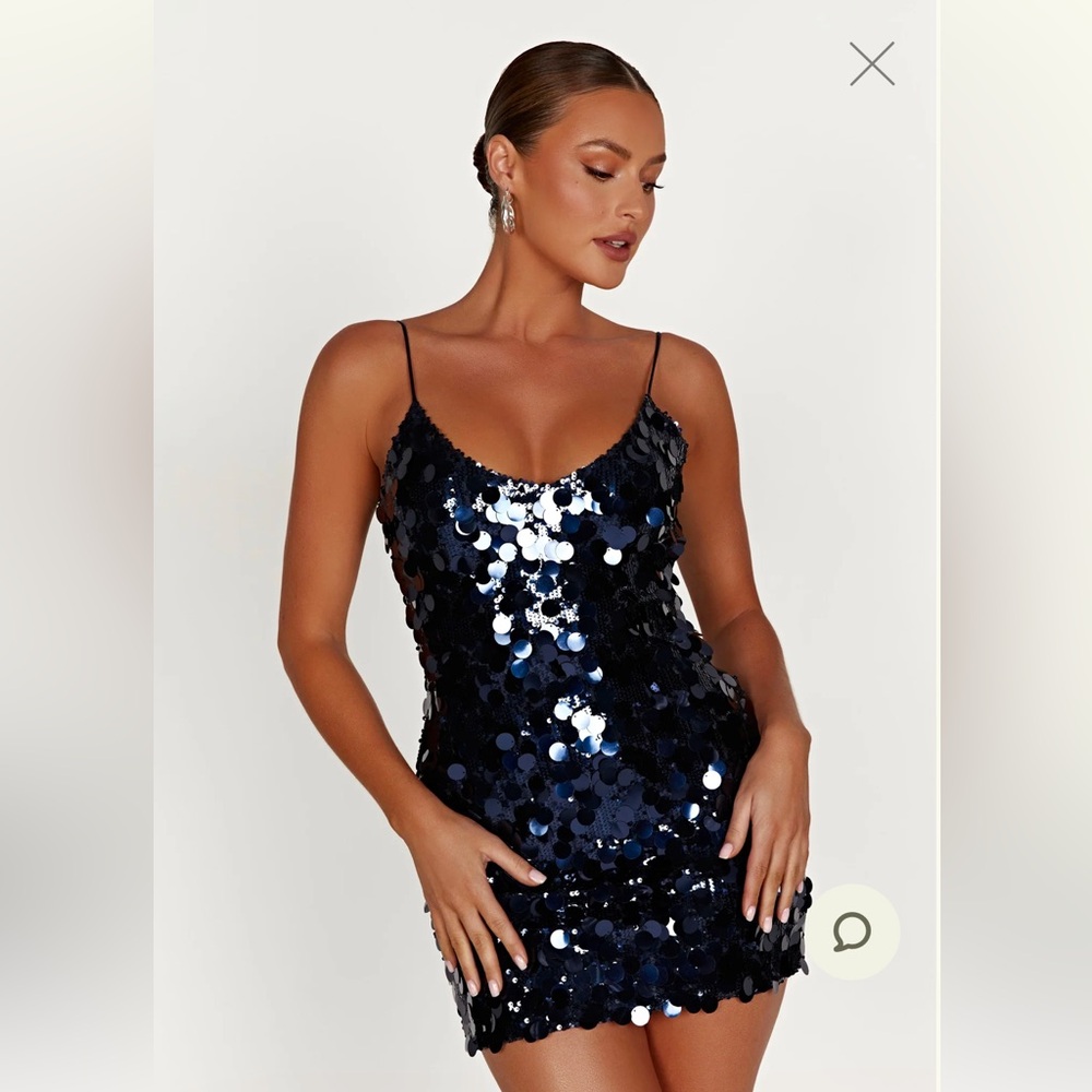 Meshki Romilly sequin navy mini dress